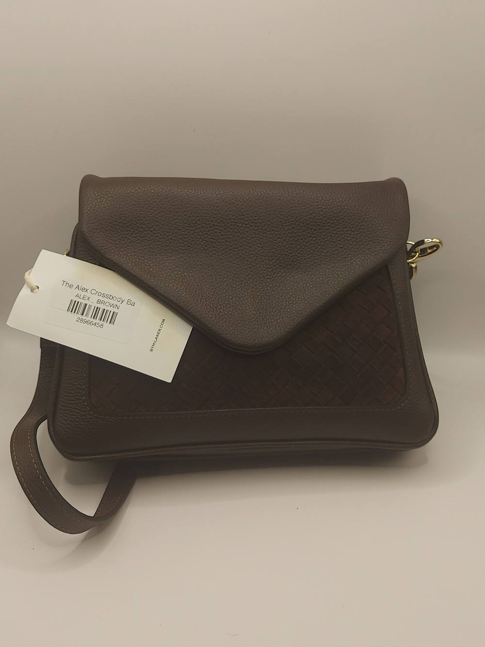 Alex Brown Woven Leather Crossbody Bag